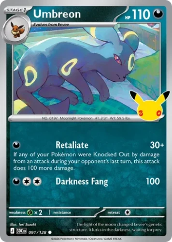 Przejdź do produktu 30C 091/128 | Umbreon | Pokemon - 30th Celebration