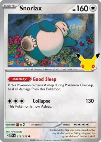 Przejdź do produktu 30C 119/128 | Snorlax | Pokemon - 30th Celebration