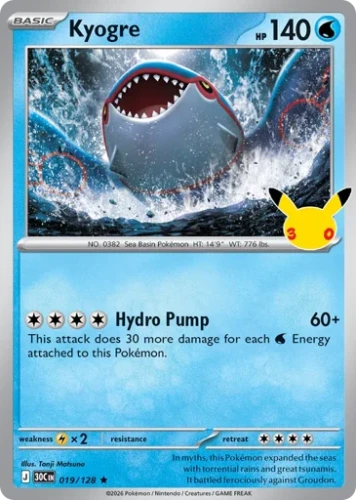 Przejdź do produktu 30C 019/128 | Kyogre | Pokemon - 30th Celebration