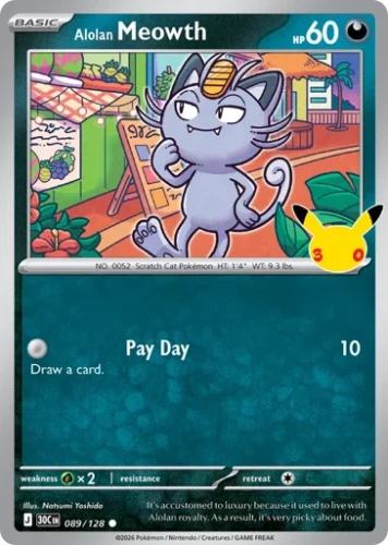 Przejdź do produktu 30C 089/128 | Alolan Meowth | Pokemon - 30th Celebration