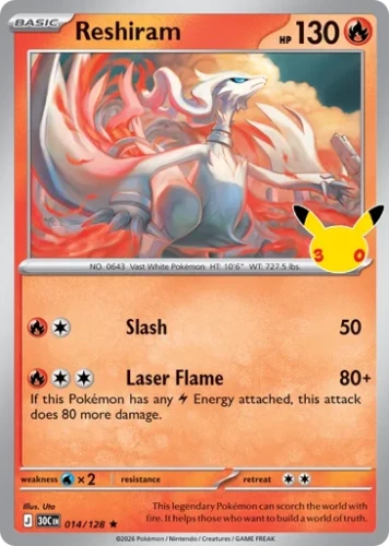 Przejdź do produktu 30C 014/128 | Reshiram | Pokemon - 30th Celebration