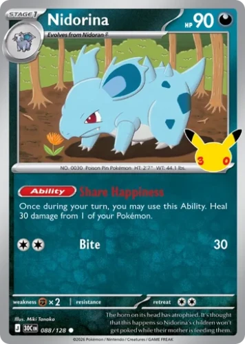 Przejdź do produktu 30C 088/128 | Nidorina | Pokemon - 30th Celebration