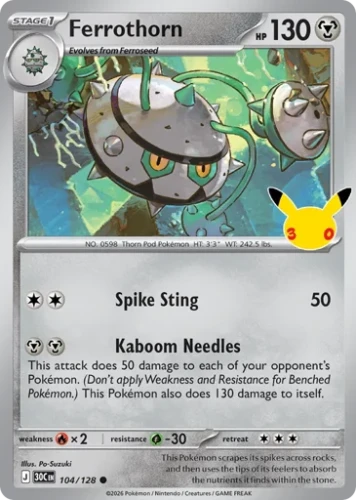 Przejdź do produktu 30C 104/128 | Ferrothorn | Pokemon - 30th Celebration