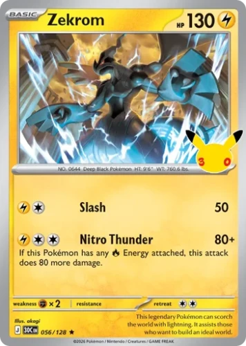 Przejdź do produktu 30C 056/128 | Zekrom | Pokemon - 30th Celebration