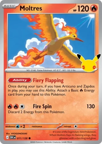 Przejdź do produktu 30C 011/128 | Moltres | Pokemon - 30th Celebration