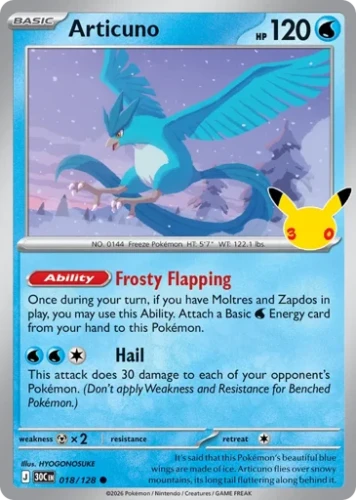 Przejdź do produktu 30C 018/128 | Articuno | Pokemon - 30th Celebration