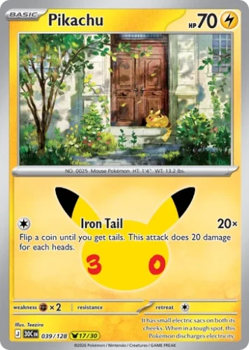 Przejdź do produktu 30C 039/128 | Pikachu | Pokemon - 30th Celebration