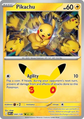 Przejdź do produktu 30C 044/128 | Pikachu | Pokemon - 30th Celebration