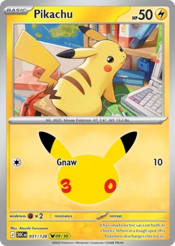Przejdź do produktu 30C 031/128 | Pikachu | Pokemon - 30th Celebration