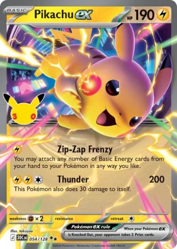 Przejdź do produktu 30C 054/128 | Pikachu ex | Pokemon - 30th Celebration