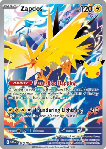 Przejdź do produktu 30C 133/128 | Zapdos | Pokemon - 30th Celebration