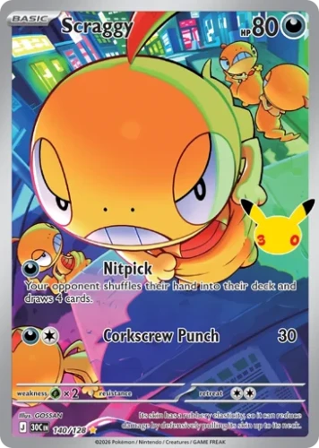 Przejdź do produktu 30C 140/128 | Scraggy | Pokemon - 30th Celebration