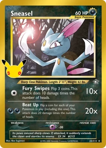 Przejdź do produktu ME55C 25/111 | Sneasel | Pokemon - 30th Celebration: Classic Collection