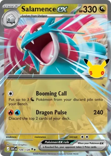 Przejdź do produktu 30C 109/128 | Salamence ex Holo | Pokemon - 30th Celebration