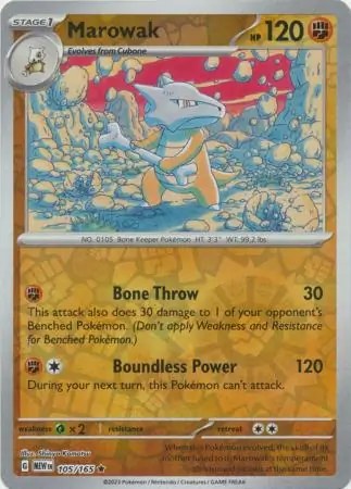 Przejdź do produktu MEW 105/165 | Marowak Reverse holo | Pokemon - 151