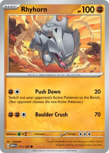Przejdź do produktu MEW 111/165 | Rhyhorn Zwykła | Pokemon - 151
