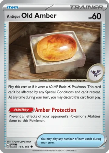 Przejdź do produktu MEW 154/165 | Antique Old Amber Zwykła | Pokemon - 151