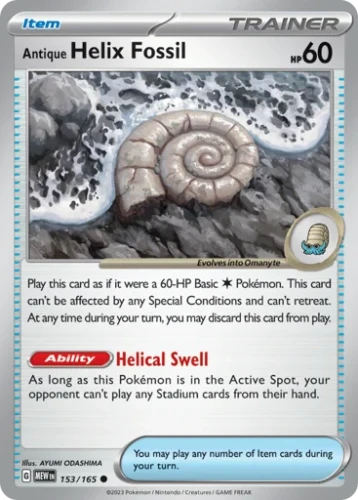 Przejdź do produktu MEW 153/165 | Antique Helix Fossil Zwykła | Pokemon - 151