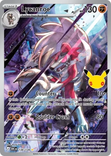 Przejdź do produktu 30C 138/128 | Lycanroc Holo | Pokemon - 30th Celebration
