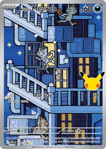 Przejdź do produktu 30C 139/128 | Alolan Meowth Holo | Pokemon - 30th Celebration