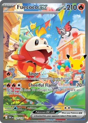 Przejdź do produktu 30C 147/128 | Fuecoco ex Holo | Pokemon - 30th Celebration