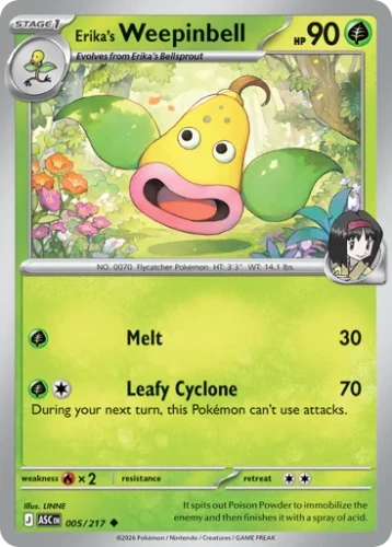 Przejdź do produktu ASC 005/217 | Erika's Weepinbell Zwykła | Pokemon - Ascended Heroes