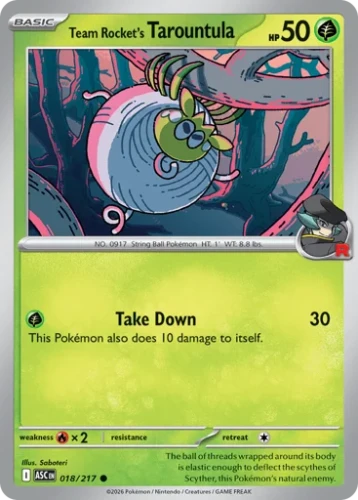 Przejdź do produktu ASC 018/217 | Team Rocket's Tarountula Zwykła | Pokemon - Ascended Heroes