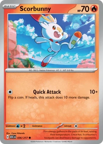 Przejdź do produktu ASC 036/217 | Scorbunny Zwykła | Pokemon - Ascended Heroes