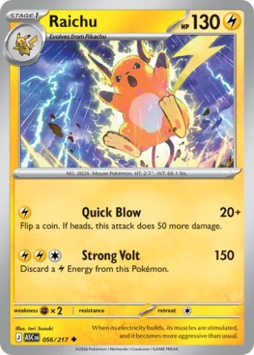 Przejdź do produktu ASC 056/217 | Raichu Zwykła | Pokemon - Ascended Heroes