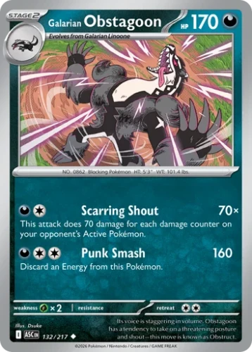 Przejdź do produktu ASC 132/217 | Galarian Obstagoon Zwykła | Pokemon - Ascended Heroes