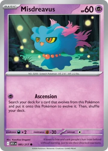 Przejdź do produktu ASC 085/217 | Misdreavus Zwykła | Pokemon - Ascended Heroes