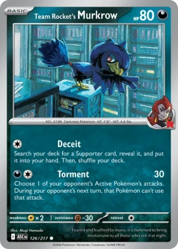 Przejdź do produktu ASC 126/217 | Team Rocket's Murkrow Zwykła | Pokemon - Ascended Heroes