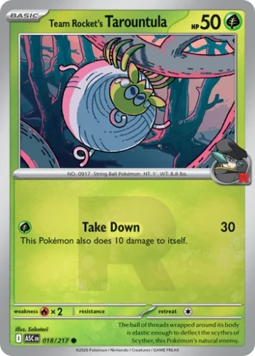Przejdź do produktu ASC 018/217 | Team Rocket's Tarountula Rocket Reverse Holofoil | Pokemon - Ascended Heroes