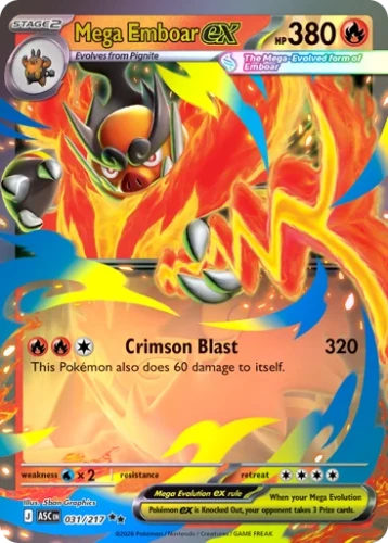 Przejdź do produktu ASC 031/217 | Mega Emboar ex Holo | Pokemon - Ascended Heroes
