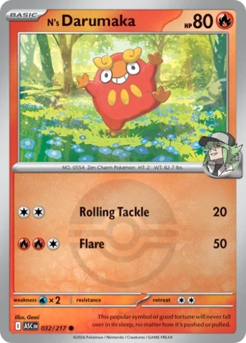 Przejdź do produktu ASC 032/217 | N's Darumaka Poke Ball Reverse Holofoil | Pokemon - Ascended Heroes