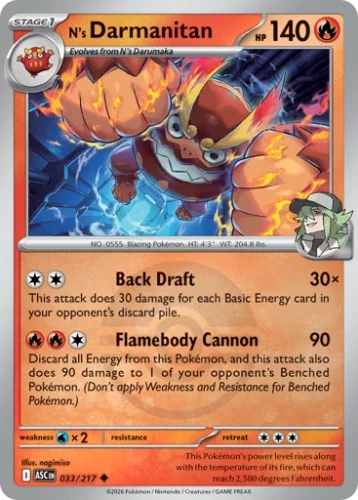 Przejdź do produktu ASC 033/217 | N's Darmanitan Poke Ball Reverse Holofoil | Pokemon - Ascended Heroes