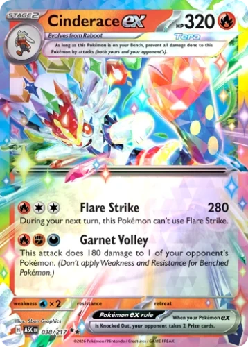 Przejdź do produktu ASC 038/217 | Cinderace ex Holo | Pokemon - Ascended Heroes