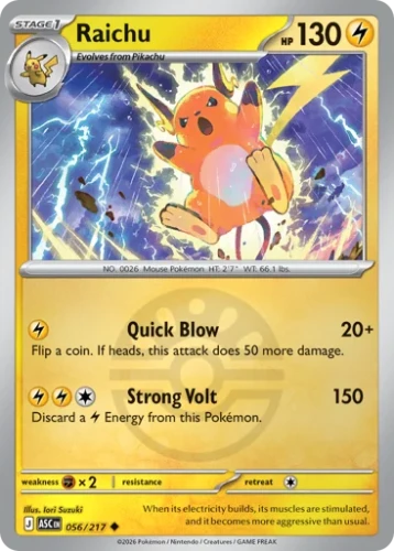 Przejdź do produktu ASC 056/217 | Raichu Friend Ball Reverse Holofoil | Pokemon - Ascended Heroes