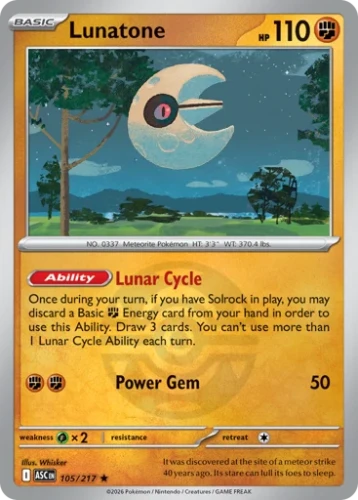 Przejdź do produktu ASC 105/217 | Lunatone Dusk Ball Reverse Holofoil | Pokemon - Ascended Heroes