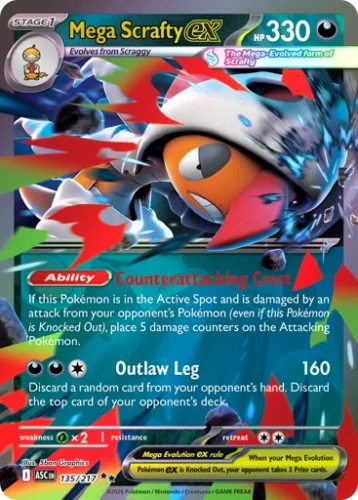 Przejdź do produktu ASC 135/217 | Mega Scrafty ex Holo | Pokemon - Ascended Heroes