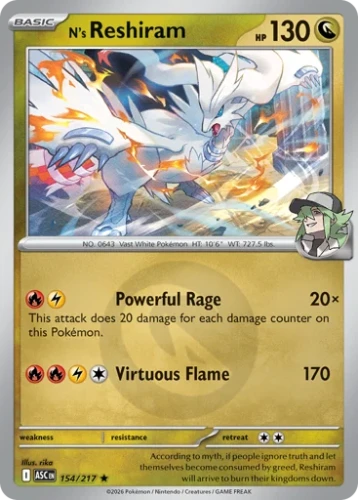 Przejdź do produktu ASC 154/217 | N's Reshiram Energy Reverse Holofoil | Pokemon - Ascended Heroes