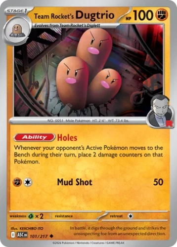 Przejdź do produktu ASC 101/217 | Team Rocket's Dugtrio Zwykła | Pokemon - Ascended Heroes