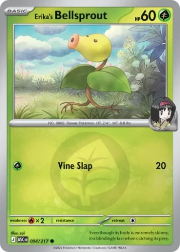 Przejdź do produktu ASC 004/217 | Erika's Bellsprout Energy Reverse Holofoil | Pokemon - Ascended Heroes