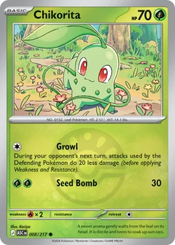 Przejdź do produktu ASC 008/217 | Chikorita Friend Ball Reverse Holofoil | Pokemon - Ascended Heroes