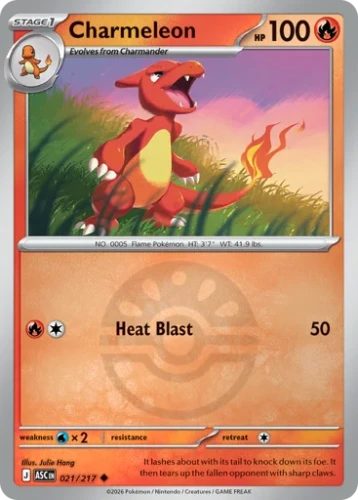 Przejdź do produktu ASC 021/217 | Charmeleon Friend Ball Reverse Holofoil | Pokemon - Ascended Heroes