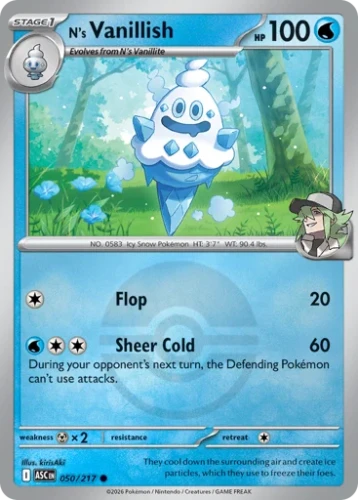 Przejdź do produktu ASC 050/217 | N's Vanillish Poke Ball Reverse Holofoil | Pokemon - Ascended Heroes
