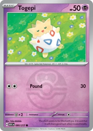 Przejdź do produktu ASC 080/217 | Togepi Love Ball Reverse Holofoil | Pokemon - Ascended Heroes
