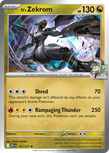 Przejdź do produktu ASC 155/217 | N's Zekrom Holo | Pokemon - Ascended Heroes