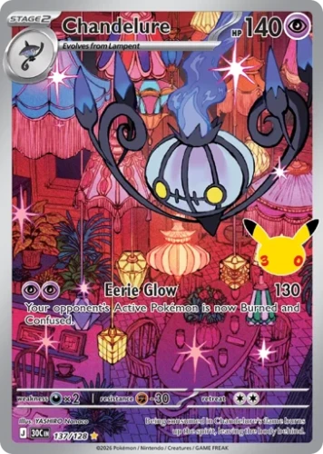 Przejdź do produktu 30C 137/128 | Chandelure Holo | Pokemon - 30th Celebration