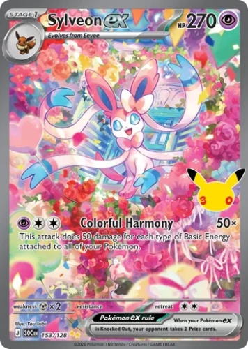 Przejdź do produktu 30C 153/128 | Sylveon ex Holo | Pokemon - 30th Celebration